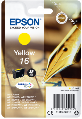 Ngjyrë printeri Epson Singlepack 16 DURABrite Ultra, e verdhë
