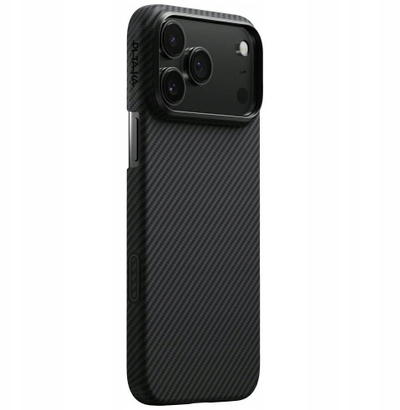 Mbulesë telefoni Pitaka Ultra Slim për iPhone 17 Pro, fibrë aramid, MagSafe, e zezë