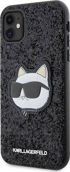 Këllëf telefoni Karl Lagerfeld KLHCN61G2CPK për iPhone 11 XR, Glitter Choupette Patch, i zi
