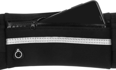 Çantë beli Trizand Waist Bag, për vrapim, me xhepa dhe dalje për kufje, e zezë
