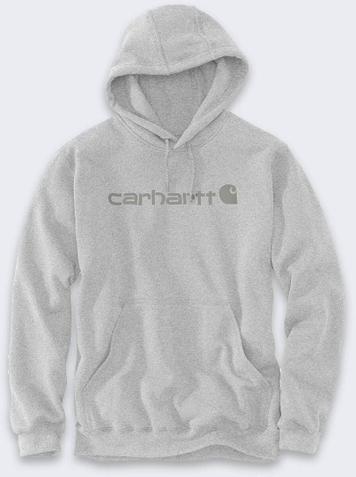 Дуксер со капуљача Carhartt Signature Logo, памук полиестер, XL, светло сива