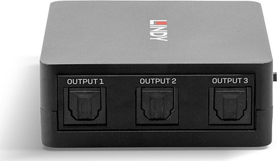 Ndarës audio optik Lindy, 3 porta TosLink, digjital, i zi
