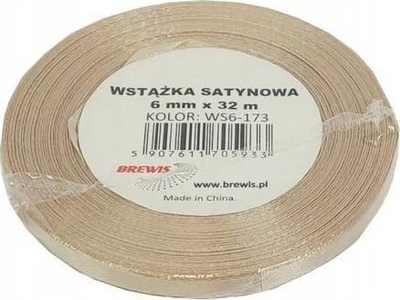Shirit sateni për zbukurime, 6mm, 32m, ngjyrë almond