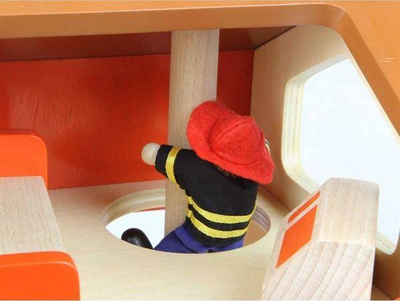 Set lojërash druri Masterkidz Mini Fire Station, figura dhe autozjarrfikëse, kuqe natyrale