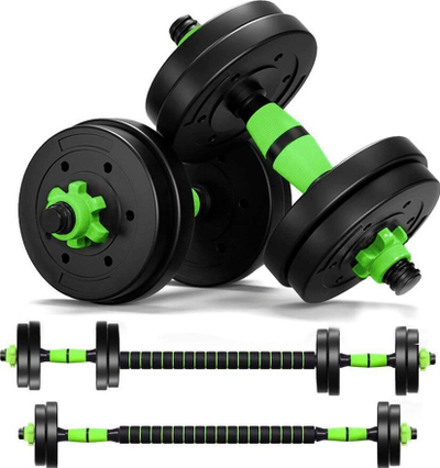 Set hantelash dhe shufre SMJ Sport BR020, 20kg, i zi me jeshile