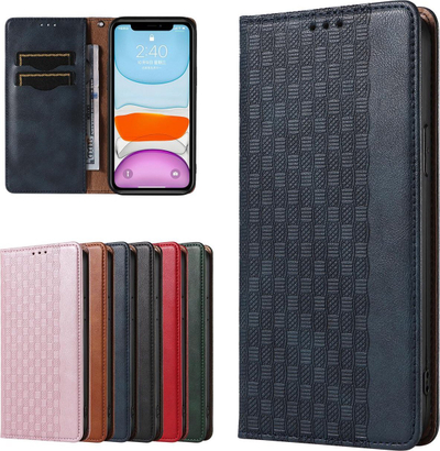 Kartë mbrojtëse Hurtel Magnet Strap për iPhone 13, tip libër, me mbajtëse kartash, blu e errët