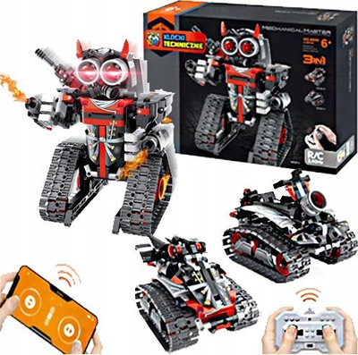 Lodër ndërtime robotike Technical Blocks 3 in 1 Robot Car, 419 copa, me telekomandë, e kuqe