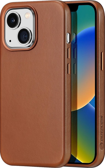 Футрола за телефон DUXDUCIS Naples MagSafe за iPhone 14, природна кожа, кафена