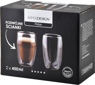 Set gotash termike Affek Design Peter, 2 copë, 450 ml, qelq borosilikat transparent