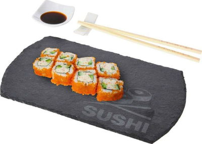 Set sushi Excellent Houseware, pjatë prej guri natyral, 4 copë, i zi