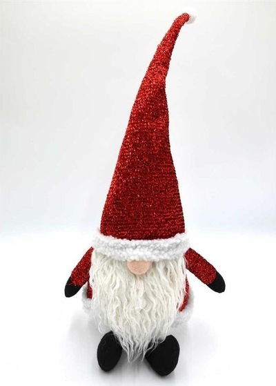 Figurë zbukurimi Saska Christmas Gnome Santa, 50 cm, me shkëlqim, e kuqe