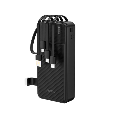 Power bank Dudao K11 Pro, 20000mAh, 10W, me kabllo të ngrira bashkë, i zi