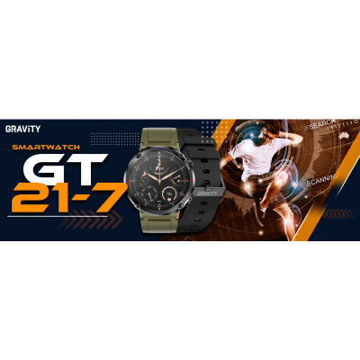 Smartwatch Gravity GT21-7, ekran 1.6", IP67, me rrip silikoni t'zi