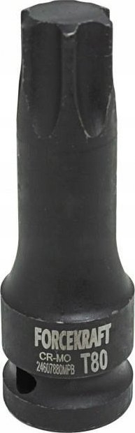 Ударен TORX наставок Forcekraft T80, 1/2", тврдо челик, црн