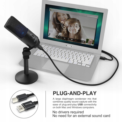 Mikrofon USB Fifine X DELE K670B, për streaming dhe gaming, i zi