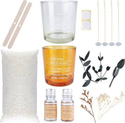 Set DIY për qirinj Home Scents, dyll soje, 15 pjesë, ngjyrë natyrale