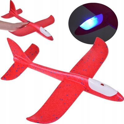 Avion lodër Light ZA4984, planor prej stiropori, me drita LED, shumëngjyrësh