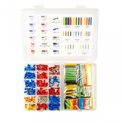 Set konektorësh elektrikë AMiO, 687 pjesë, me tuba termokunjë, multicolor