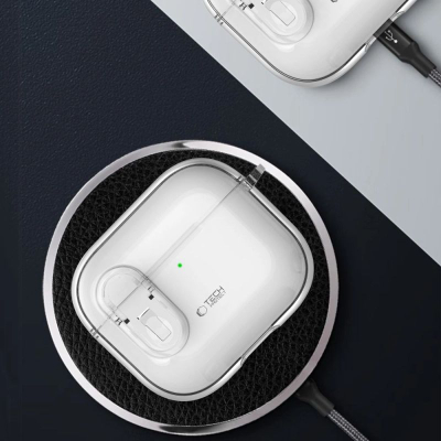 Mbrojtëse kufjesh Tech-Protect Slim Hook për Apple AirPods 4, transparente