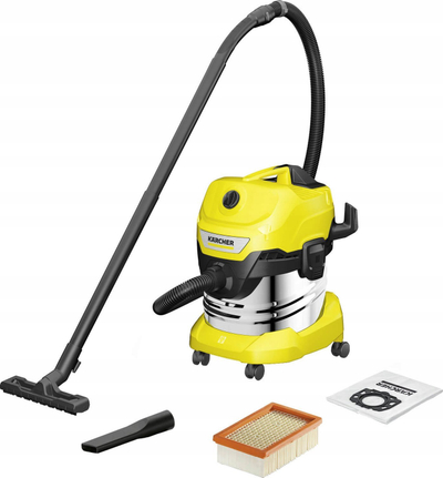 Fshesë me vakum Karcher WD4 S 1628-253.0, bidon inoksi, grishtë për lagur e thatë, e verdhë