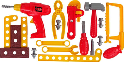 Set veglash lodër LeanToys Tool Set Box, kuti plastike, për kalamaj 3+, e kuqe