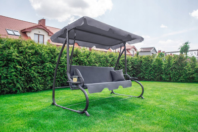 Shtrat lëkundës kopshti La Veranda DeLuxe, 3 persona, i palosshëm, gri