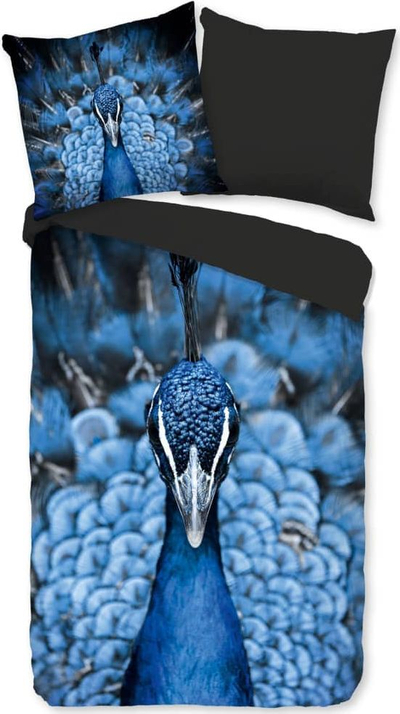 Komplet çarçafësh Peacock, pambuk, me palloa, blu e errët