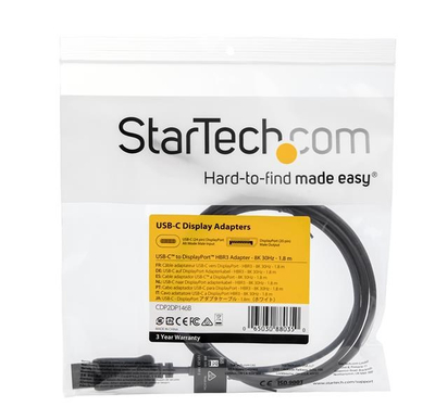 Kabllo USB-C në DisplayPort StarTech CDP2DP146B, 1.8 m, 8K, e zezë