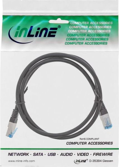 Kabllo rrjeti InLine Patch Cat.6A, S/FTP, 5m, e zezë