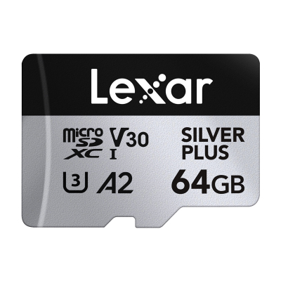 Kartë memorie Lexar MicroSDXC Silver Plus, 64GB, UHS-I V30 A2, paketim 2 copë