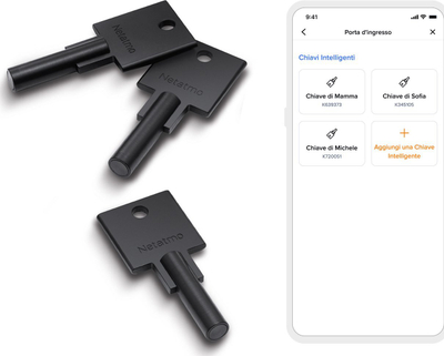 Bravë e zgjuar Netatmo Smart Doorlock, set me 3 çelësa smart, e zezë