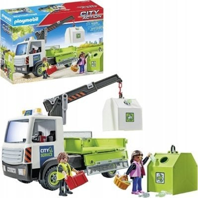 Set figurina Playmobil City Action 71431 Glass Container Truck, kamion qelqi, për kalamaj 4+