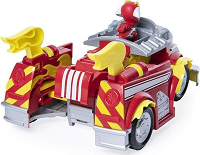 Lodër makinë Paw Patrol Marshall Powered Up Cruiser, me figurinë e Marshall-it, me drita dhe zëra, e kuqe