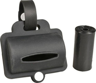 Mbajtëse qese për qen Duvo Plus Poop Bag Dispenser, silikon, 10 copë, e zezë