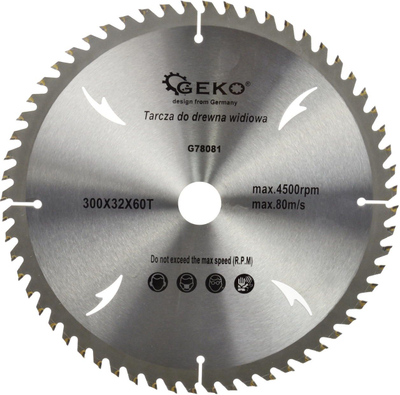 Кружно сечило за дрво Geko G78081, 300mm, 60 заби, сребрено