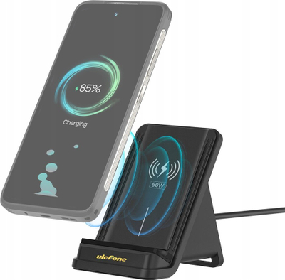 Безжичен полнач UleFone 50W, држач, црн