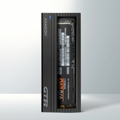 Kuti e jashtme AXAGON EEM2-GTR për SSD NVMe M.2, USB 3.2 Gen 2, alumini, gri