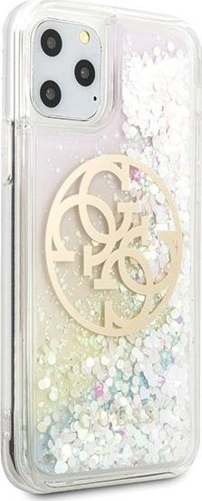 Kapak telefoni Guess Liquid Glitter Circle Logo për iPhone 11 Pro, PC + TPU, argjend