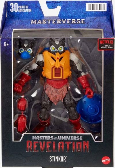 Figurë aksioni Mattel Masters of the Universe Revelation Masterverse Stinkor, koleksionuese, për kalamaj dhe të rritur, shumëngjyrëshe