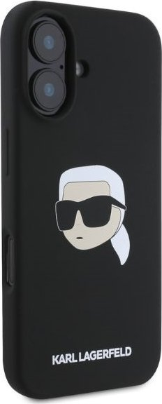 Mbrojtëse telefoni Karl Lagerfeld Karl Head, silikon i lëngshëm, për iPhone 16 6.1", e zezë