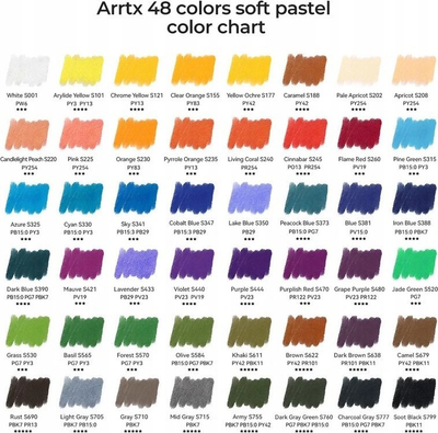 Set pastelë të butë Arrtx LC303472, 48 ngjyra, cilësi artistike