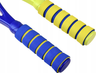 Set lodër badminton tenisi SP0700, 2 racheta plastike, top shkumë dhe shatll, shumëngjyrësh