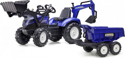 Traktor me pedale Falk New Holland, blu