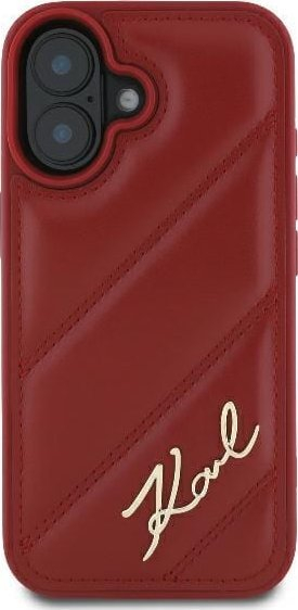 Mbrojtëse telefoni Karl Lagerfeld KLHCP16SPQDSMGR, për iPhone 16 6.1", hardcase lëkurë, e kuqe