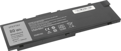 Bateri laptopi Mitsu MFKVP për Dell, 80Wh 7000mAh, 11.4V, e zezë