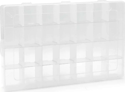Kuti organizuese HobbyBox, 28 ndarje, transparente