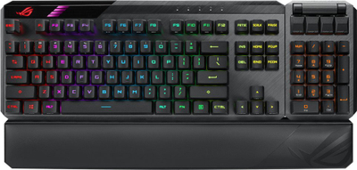 Set kapakësh tastiere ASUS ROG RX PBT, për ROG RX Switches, gjysmë transparent, i zi