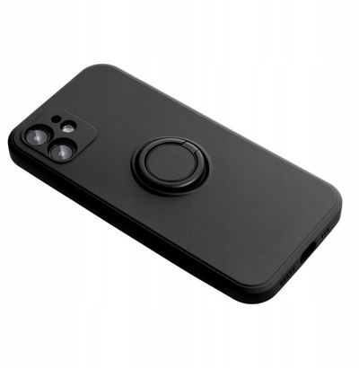 Këllëf telefoni Forcell Silicone Ring për Xiaomi Redmi 14C, silikon, me unazë mbajtëse, i zi