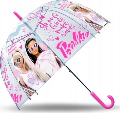Детски чадор Euroswan Barbie, рачен, проѕирен PVC, розов