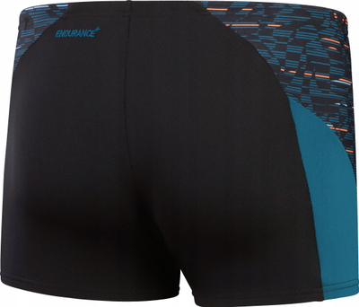 Rroba banje për burra Speedo Endurance+ Max Aquashort, prerje e ngushtë, i bëjnë ball klorit, të zeza me ngjyrë teal